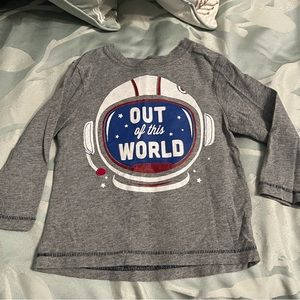 Jumping beans astronaut long sleeve gray shirt “out of this world” 2T boy
